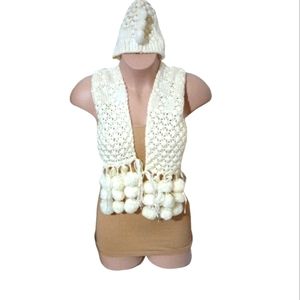 Pompom scarf with hat